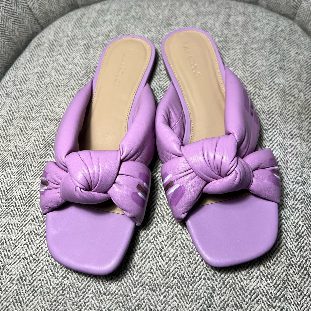 Knot-Front Lavender Slide Mules